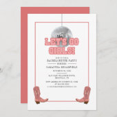 Disco Cowgirl Lasse Go Girls Junggeselinnen-Abschi Einladung (Vorne/Hinten)