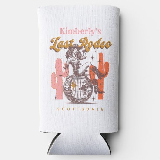 Disco Cowgirl Last Rodeo Junggeselinnen-Abschied Selters Dosenkühler (Vorderseite)