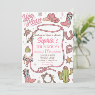 Disco Cowgirl Nashville Pink Rodeo Birthday Party Einladung