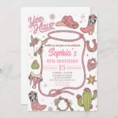 Disco Cowgirl Nashville Pink Rodeo Birthday Party Einladung (Vorne/Hinten)