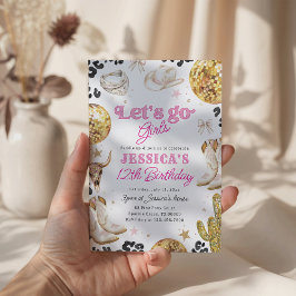 Disco Cowgirl Nashville Rodeo Pink Birthday Party Einladung