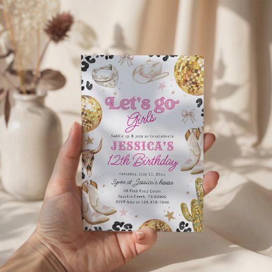 Disco Cowgirl Nashville Rodeo Pink Birthday Party Einladung