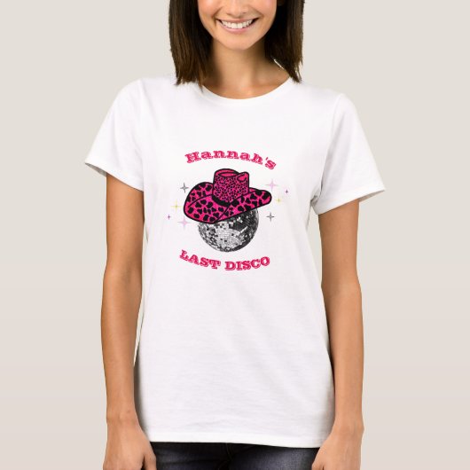 Disco Cowgirl niedlich und rosa Bachelorette T-Shirt (Vorderseite)