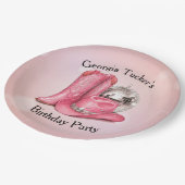 Disco-Cowgirl Pink Geburtstagsfeier Pappteller (Schrägansicht)
