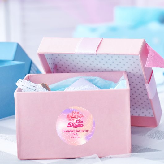 Disco Cowgirl Pink Rodeo Bachelorette Party Runder Aufkleber