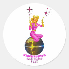 Disco Cowgirl Retro Bachelorette Runder Aufkleber