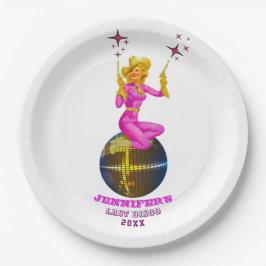 Disco Cowgirl Retro Junggeselinnen-Abschied Pappteller