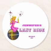 Disco Cowgirl Retro Junggeselinnen-Abschied Runder Pappuntersetzer (Vorderseite)