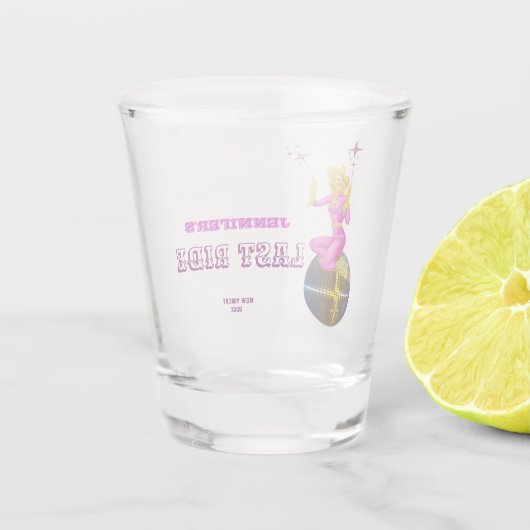 Disco Cowgirl Retro Junggeselinnen-Abschied Schnapsglas (Rückseite)