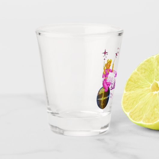 Disco Cowgirl Retro Junggeselinnen-Abschied Schnapsglas (Links)