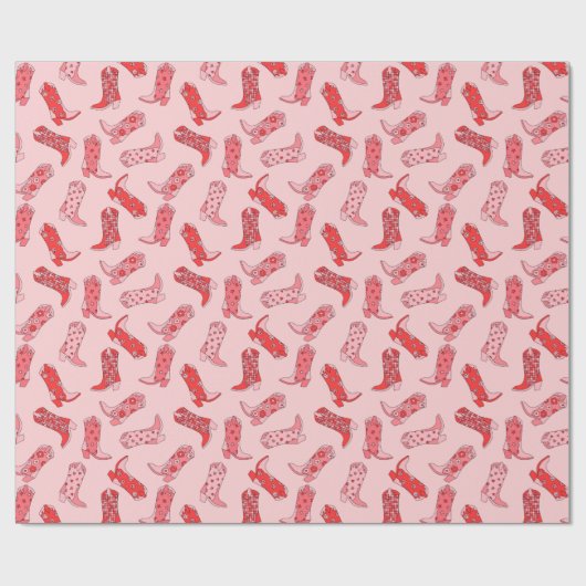 Disco Cowgirl Retro Pink & Red Wrapping Paper Roll Geschenkpapier (Flach)