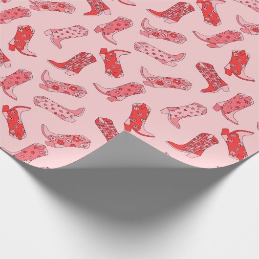 Disco Cowgirl Retro Pink & Red Wrapping Paper Roll Geschenkpapier (Ecke)