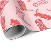Disco Cowgirl Retro Pink & Red Wrapping Paper Roll Geschenkpapier (Rolleneckpunkt)