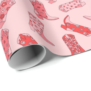 Disco Cowgirl Retro Pink & Red Wrapping Paper Roll Geschenkpapier