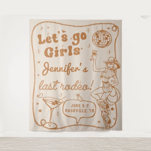 Disco Cowgirl Rodeo Bachelorette Wandteppich (Vorderseite)