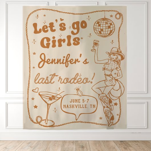 Disco Cowgirl Rodeo Bachelorette Wandteppich