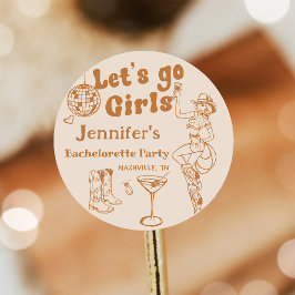 Disco Cowgirl Rodeo Junggeselinnen-Abschied Runder Aufkleber