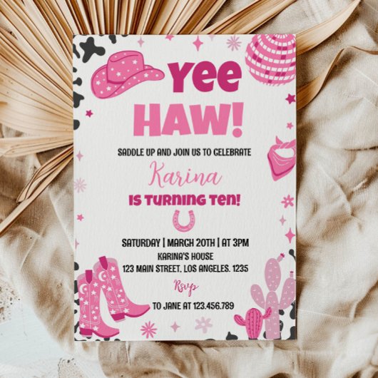 Disco Cowgirl Rodeo Western Geburtstag Einladung