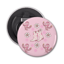 Disco-Cowgirl-Stiefel-Kaktus und Blumen Flaschenöffner