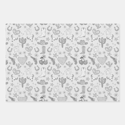 Disco Cowgirl Western Pattern Geschenkpapier Set (Vorderseite 3)