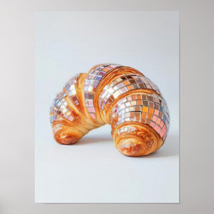 Disco-Croissant-Druck Glitter-Croissant-Plakat Pop Poster