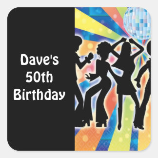 Disco Dance Birthday Party Gefallen Labels Quadratischer Aufkleber