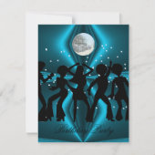 Disco Dance Blue Birthday Party Einladung (Vorderseite)