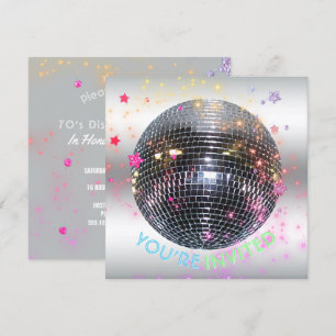 Disco Dance Geburtstag Retro 70 Disco Ball Party Einladung