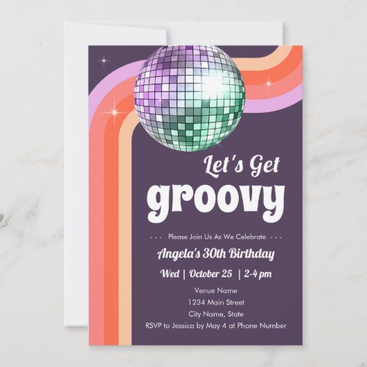 Disco Dance Party Erwachsene Geburtstag Einladung (Vorderseite)