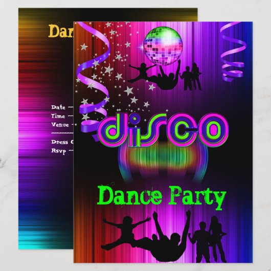 Disco Dance Party Event Crowd Rave Einladung (Vorne/Hinten)