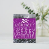 Disco Dance Party Lila | Retro 70er-Themenparty Einladung (Stehend Vorderseite)