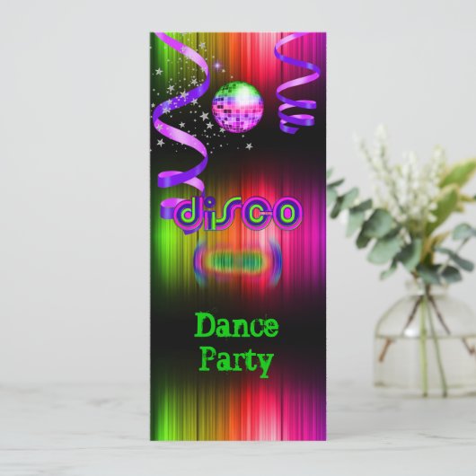 Disco Dance Partys Mirror Ball Einladung (Stehend Vorderseite)