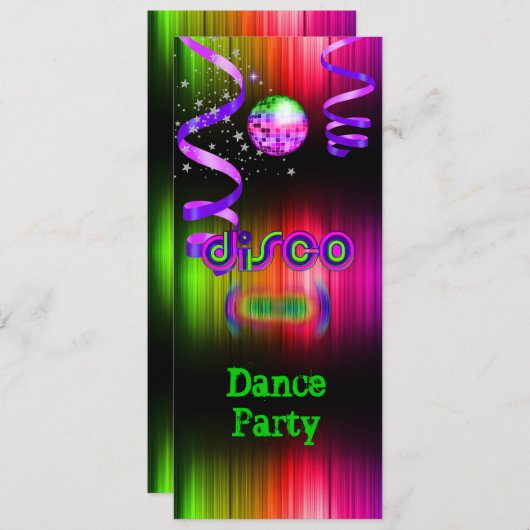 Disco Dance Partys Mirror Ball Einladung (Vorne/Hinten)