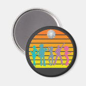 Disco Dancers 70's Retro Sunset Disco Ball Magnet (Vorderseite/Rückseite)