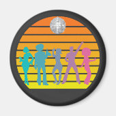Disco Dancers 70's Retro Sunset Disco Ball Magnet (Vorne)