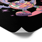 Disco Dancing Dinosaur Diplodocus Dino Funny 70s D Poster (Ecke)