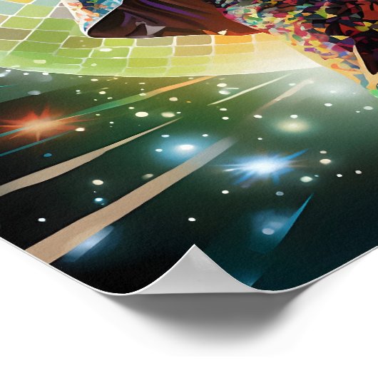 Disco Dancing Mann vor dem Disco Ball Poster (Ecke)