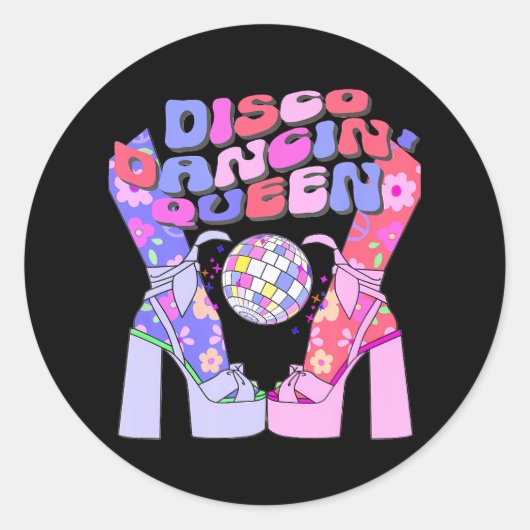 Disco Dancing Queen 70's Dancer Mama Dance 70er Runder Aufkleber (Vorderseite)