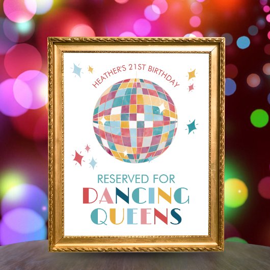 Disco Dancing Queens Party Sign Poster