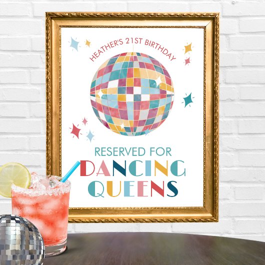 Disco Dancing Queens Party Sign Poster