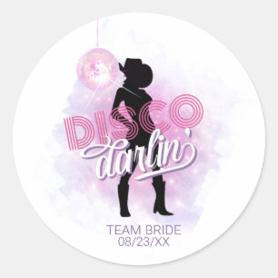Disco Darlin' Junggesellinnen-Team Braut ID928 Runder Aufkleber