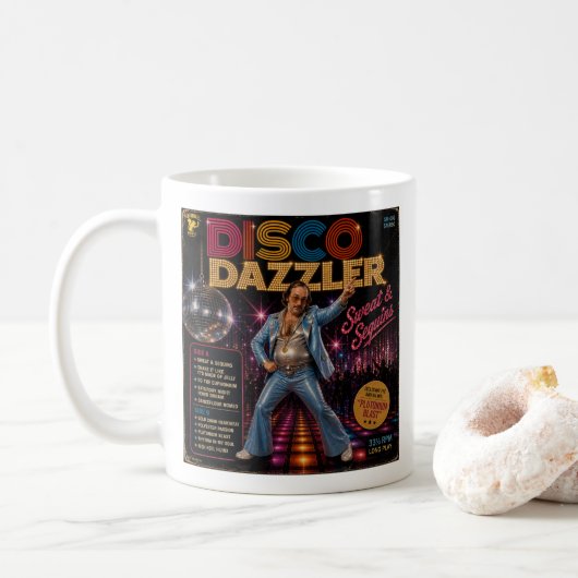 Disco Dazzler Album Kaffeetasse (Mit Donut)