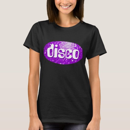 Disco deckt lila "Disco" T - Shirtschwarzes mit T-Shirt (Vorderseite)