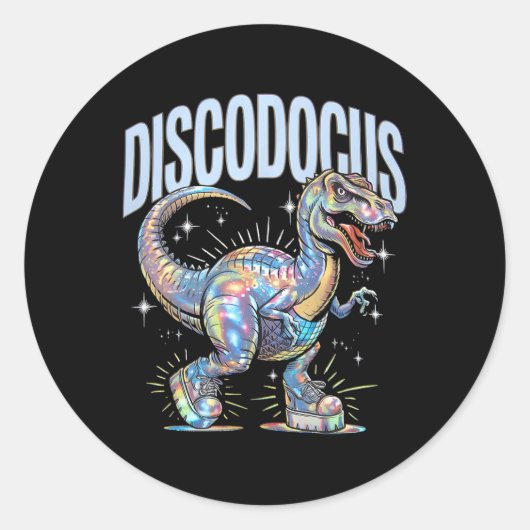 Disco Dinosaur Diplodocus 70er Dino Tancing Funny Runder Aufkleber (Vorderseite)