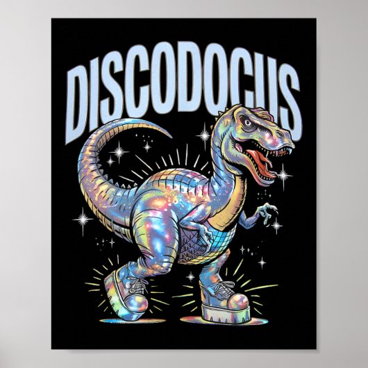 Disco Dinosaur Diplodocus 70s Dino Dancing Funny D Poster (Vorne)