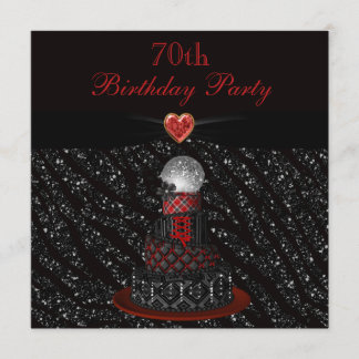 Disco Diva Cake Zebra Glitzer Print 70. Geburtstag Einladung
