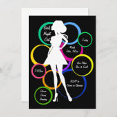 Disco Diva Girls Nacht Einladung (Vorne/Hinten)