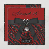 Disco-Diva-Imitat-Glitzerzebra-Druck des Bonbon-16 Einladung (Vorne/Hinten)