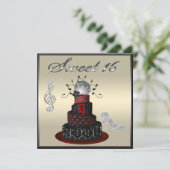 Disco-Diva-Kuchen des Bonbon-16, silberner Einladung (Stehend Vorderseite)