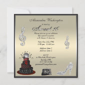 Disco-Diva-Kuchen des Bonbon-16, silberner Einladung (Rückseite)